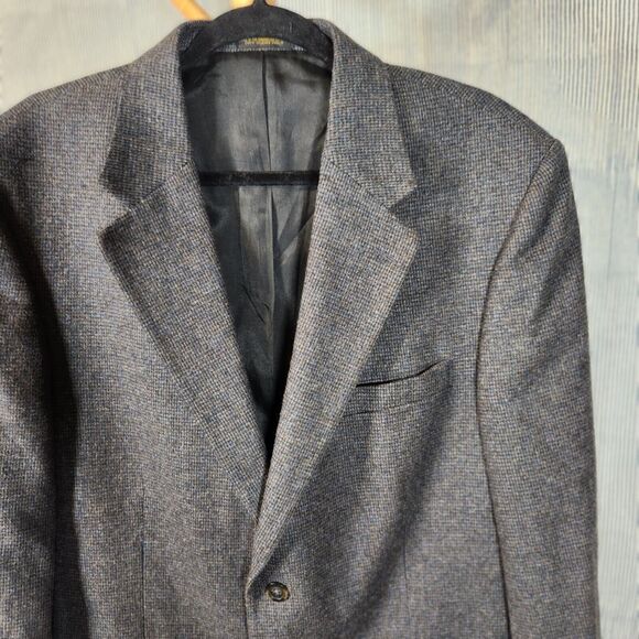 John Ashford $250 43L Blue Brown Gray Tweed Wool Blend Sport Coat Blazer - Picture 2 of 10